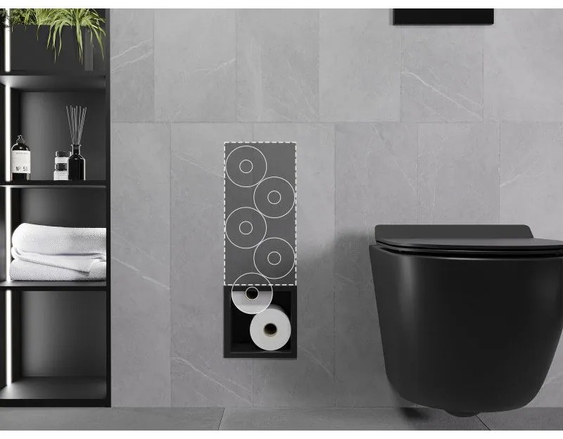 Mexen X-Wall-B, zabudovaný zásobník na toaletný papier, čierna matná, 1975