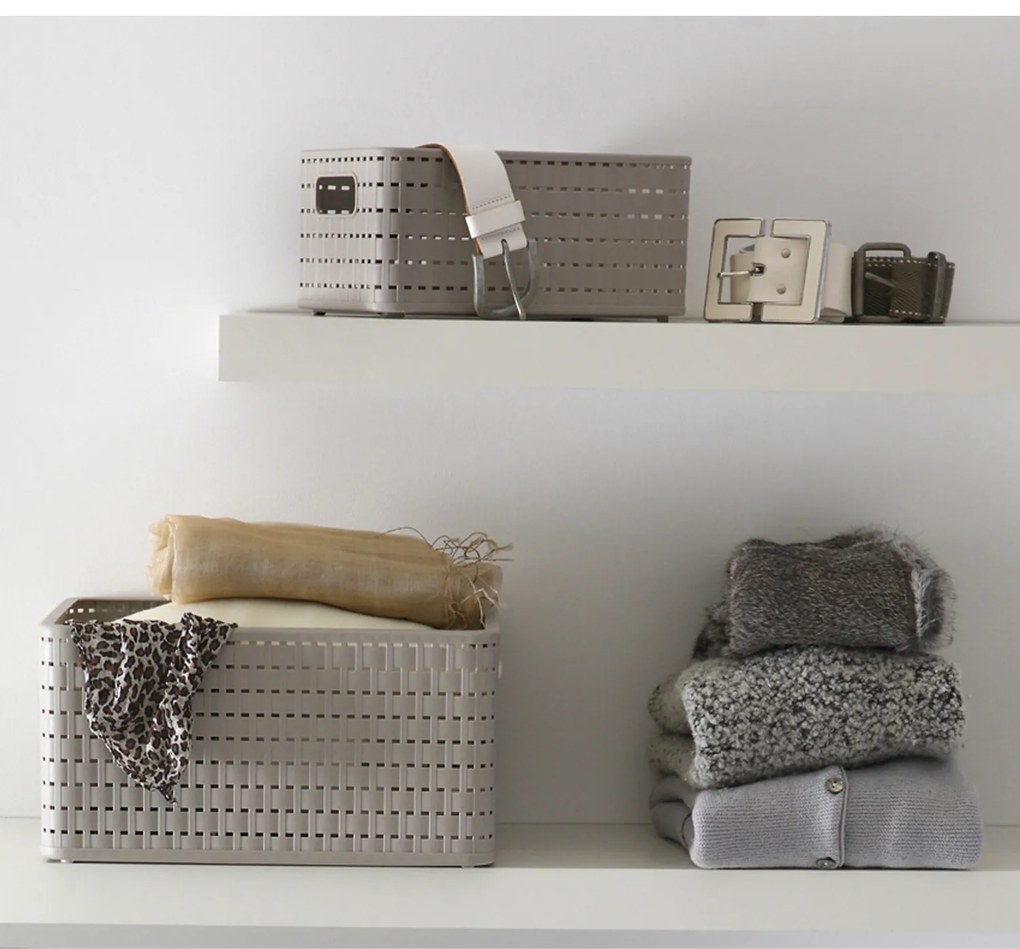 Rotho Plastový košík COUNTRY, rovný, béžový (11l - 33x24x16)