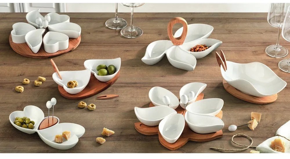 Servírovacia miska s podnosom a 4 napichovadlami Brandani Nuvola