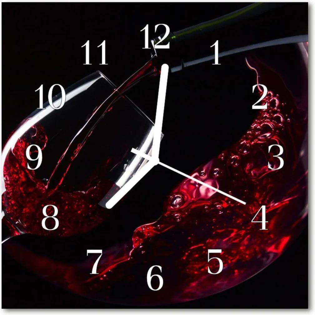 Nástenné sklenené hodiny  víno