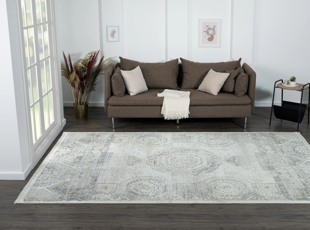 My Flair, Kusový koberec My Kazak creme, 160x230, šedá, chodba / predsieň