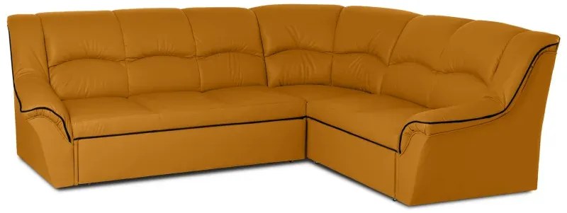 Kožená rohová sedacia súprava DUBAJ LUX XL II, pravá, horčicová (K-99)_čierna (K-70)