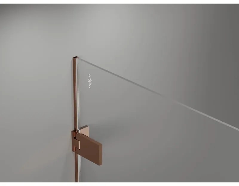 Mexen Lunar-B, výklopný sprchový kút ľavý 100 x 80 cm, 8mm číre sklo, profil ružové zlato, 832-100-080-60-00-L