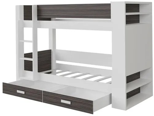 Poschodová posteľ Rebiko 90, Strana: ľavá, Farby:: biela / zebra