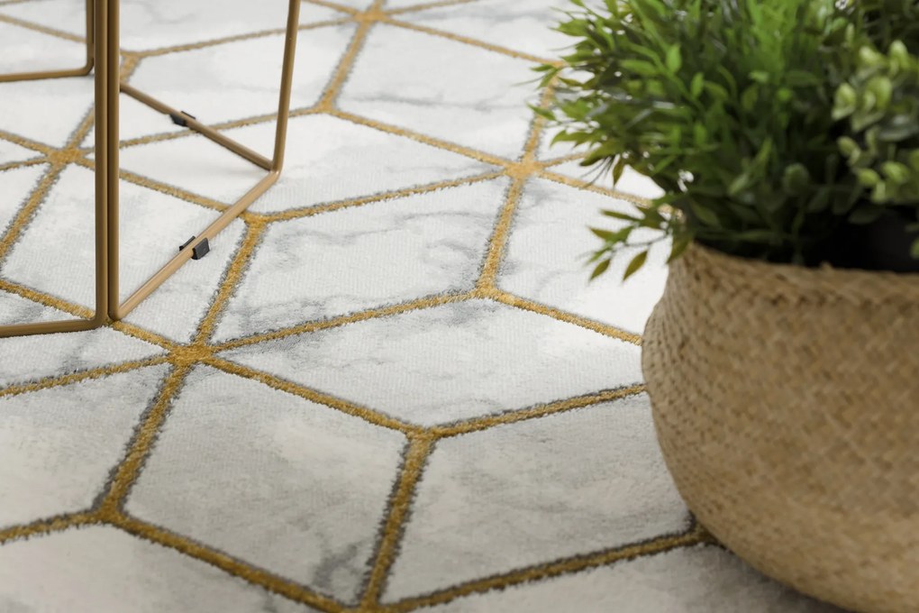 Koberec EMERALD exkluzívny 1014 glamour, kocky krémovo / zlatý