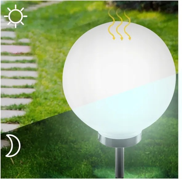 LED solárna lampa LED/1,2V 6500K 200 mAh pr. 25 cm IP44 biela/čierna
