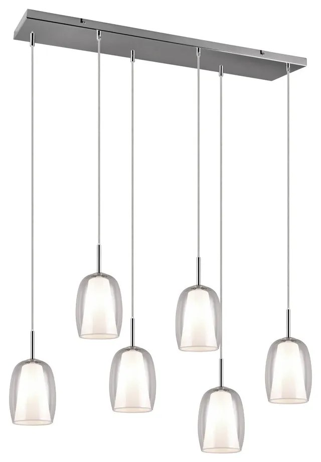 Závesné svietidlo v striebornej farbe so skleneným tienidlom Barret – Trio Select