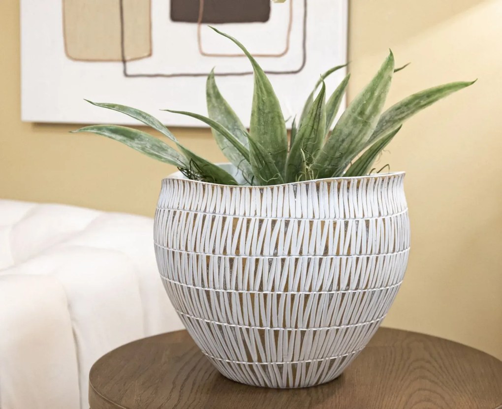 Kvetináč Stiky 30,5 cm zlatý/biely