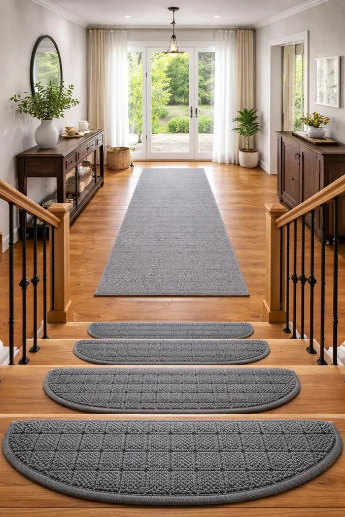 Nášľapy na schody Udinese šedý polkruh - 24x65 polkruh (rozmer vrátane ohybu) Vopi