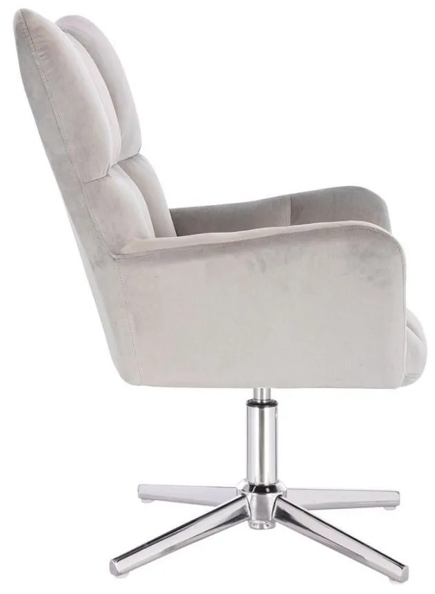 LuxuryForm DESIGN Kreslo AURORA VELUR na striebornom kríži - svetlo šedé