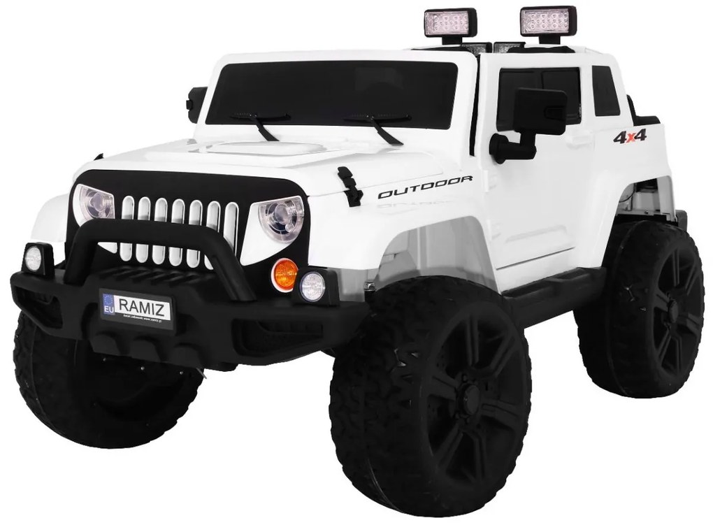 RAMIZ ELEKTRICKÉ AUTÍČKO  MIGHTY JEEP 4x4 - BIELE - 4x45W - 2x12V/7Ah - 2023