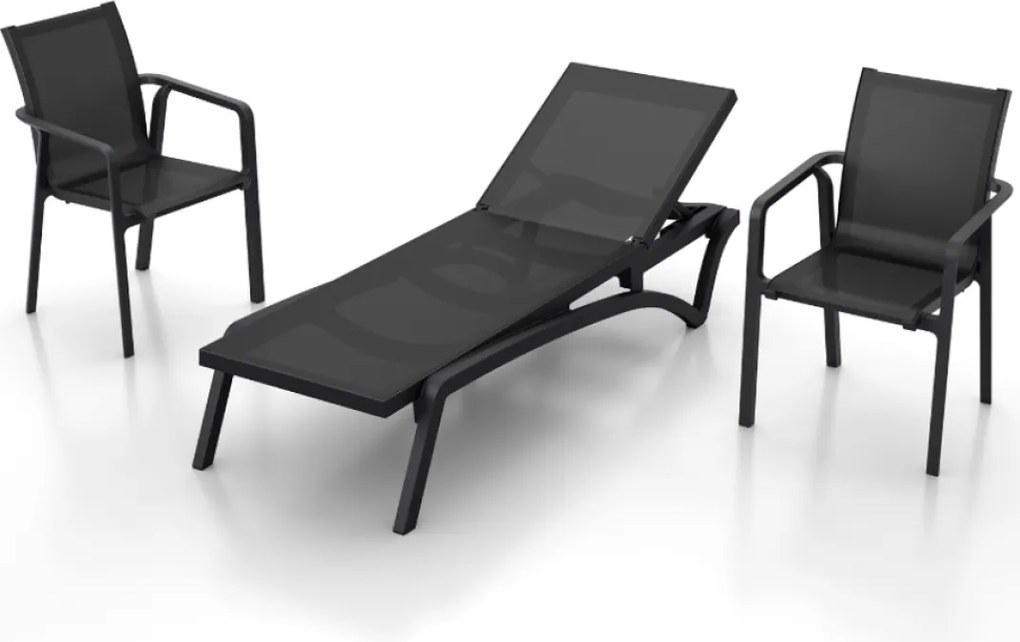 PACIFIC záhradné lehátko black/black