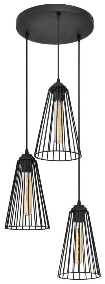 Luster na lanku TORRI 3xE27/15W/230V čierna