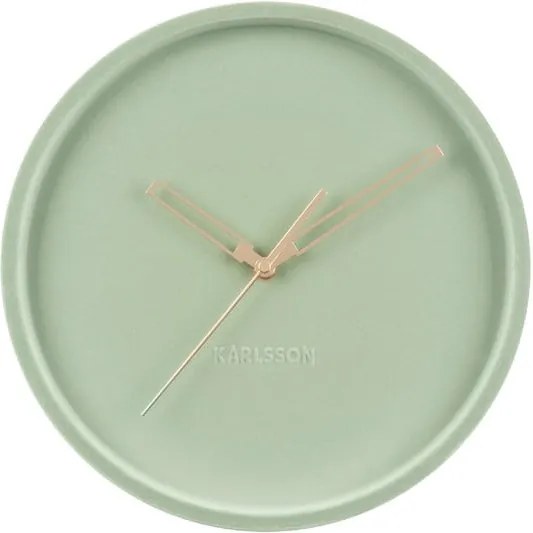 zlené zamatové nástenné hodiny Karlsson Lush, ø 30 cm