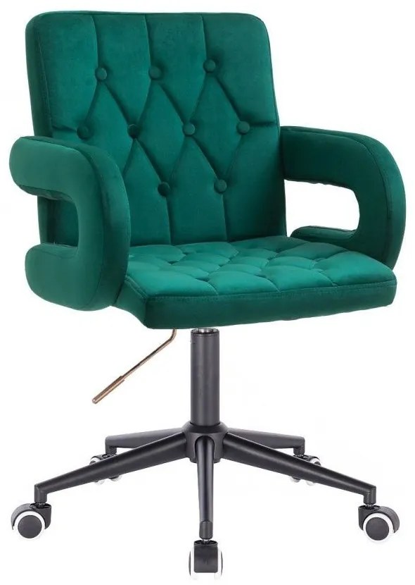 LuxuryForm DESIGN Stolička BOSTON VELUR na čiernej podstave s kolieskami - zelená