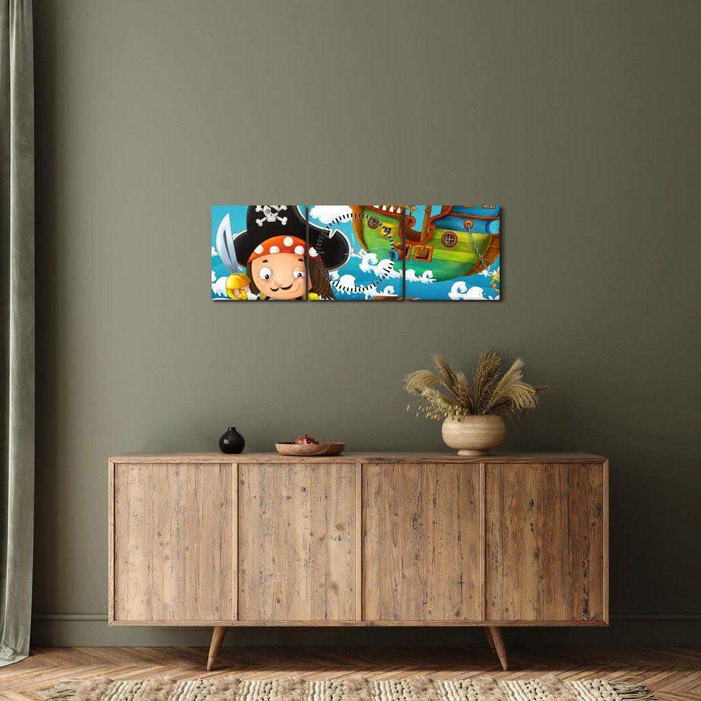 Obraz - Pirátsky poklad (s hodinami) (90x30 cm)