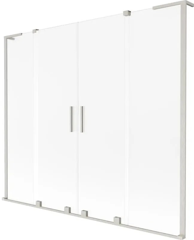Mexen Velar L Duo, 2-krídlová posuvná vaňová zástena 180 x 150 cm, 8mm sklo námraza, brúsená oceľ, 896-180-003-32-97