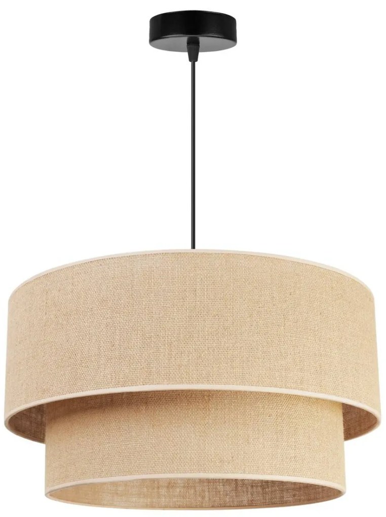 Závesné svietidlo Juta, 1x jutové tienidlo, (výber z 2 farieb konštrukcie), (fi 45cm)