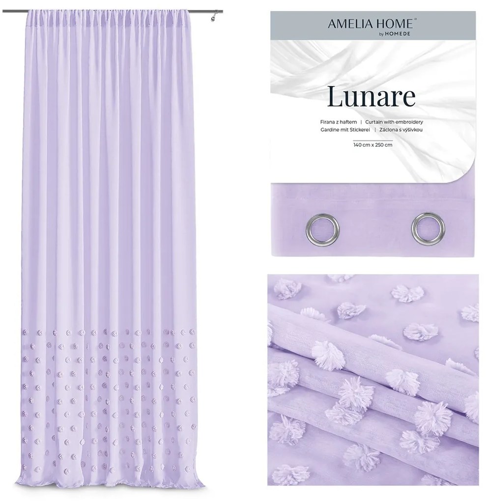 Záclona AmeliaHome Lunare levanduľová