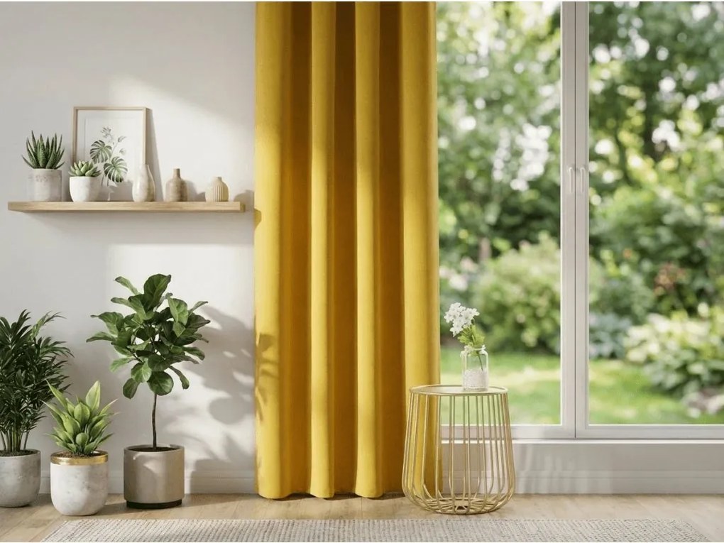 Žltý záves OXFORD 140x250 cm Zavesenie: Riasiaca páska