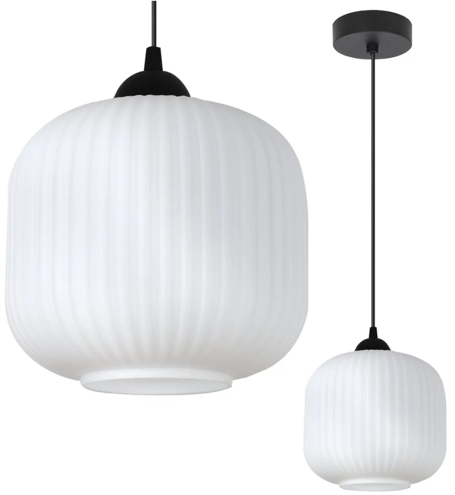 Závesné svietidlo Riffle 2, 1x biele sklenené tienidlo, b