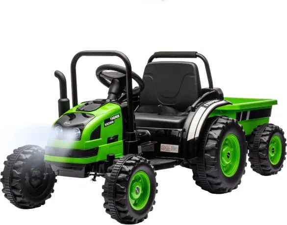 Elektrický traktor s prívesom Farmer zelený