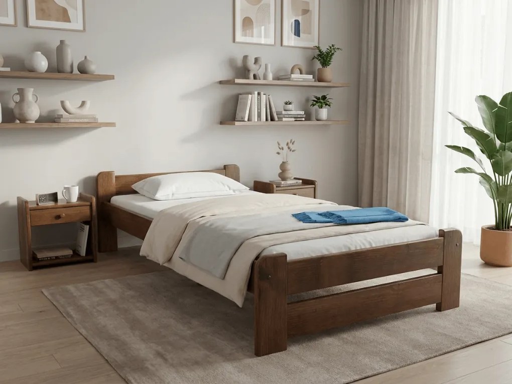 Posteľ Emily 80 x 200 cm, dub Rošt: S lamelovým roštom, Matrac: Matrac DELUXE 10 cm