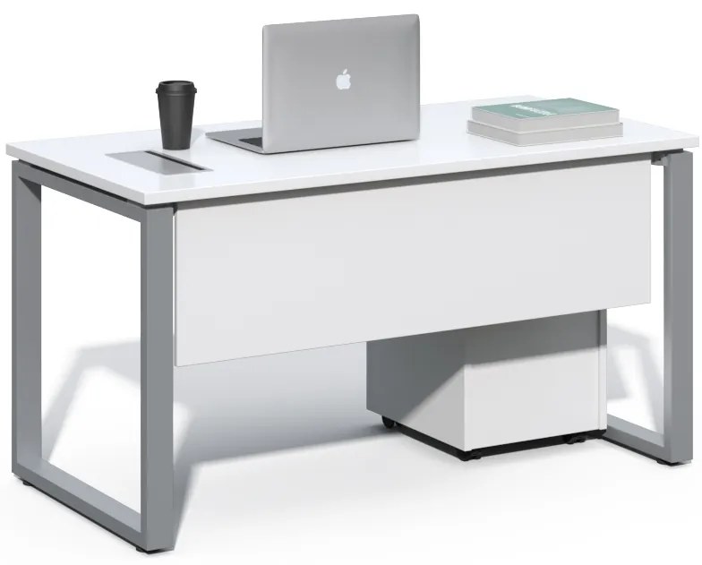 Kancelársky stôl s kontajnerom Houseland Prime Home 02 A 140 cm biely