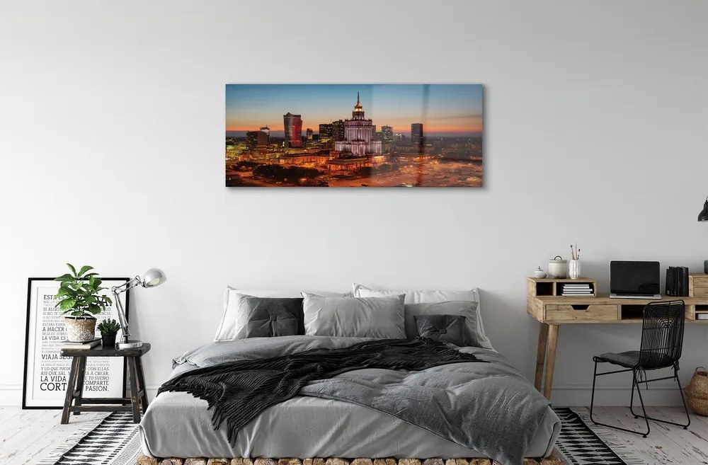 Obraz na akrylátovom skle Nočná panoráma varšavy mrakodrapov 120x60 cm