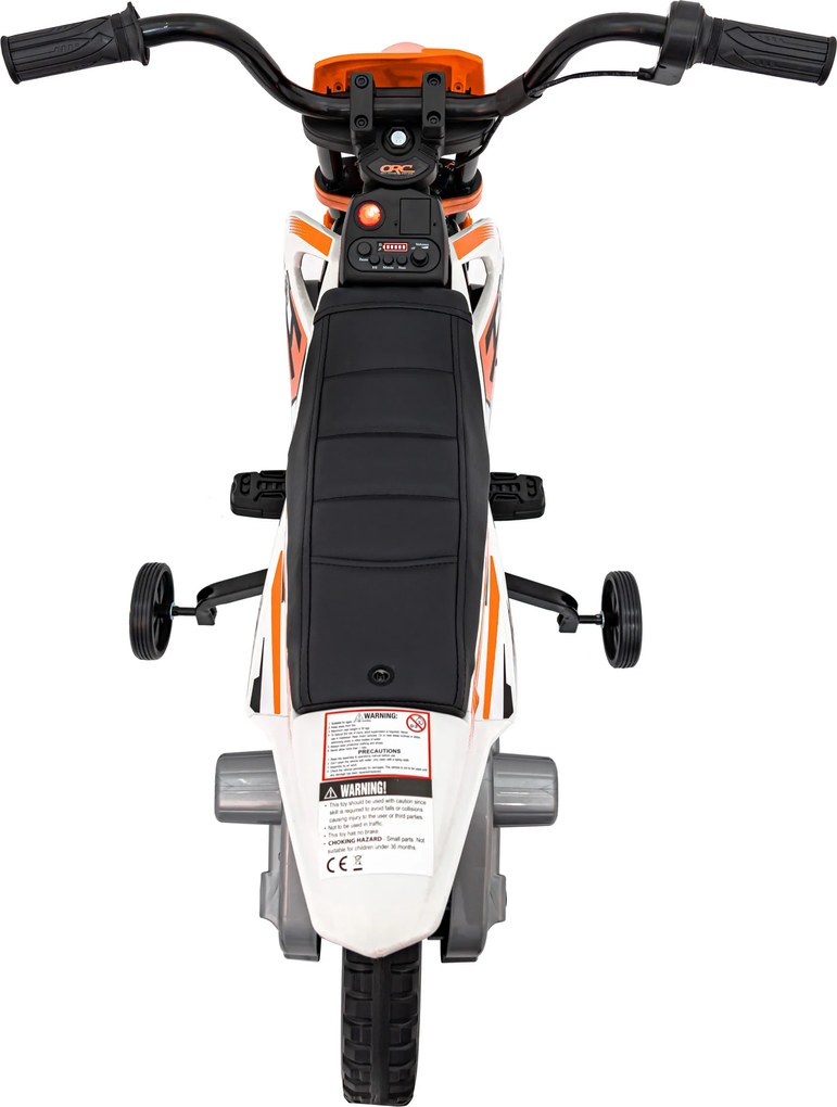 Ramiz PANTONE 361C Detská motorka na batérie oranžová + audio panel + pomalý štart + EVA kolesá