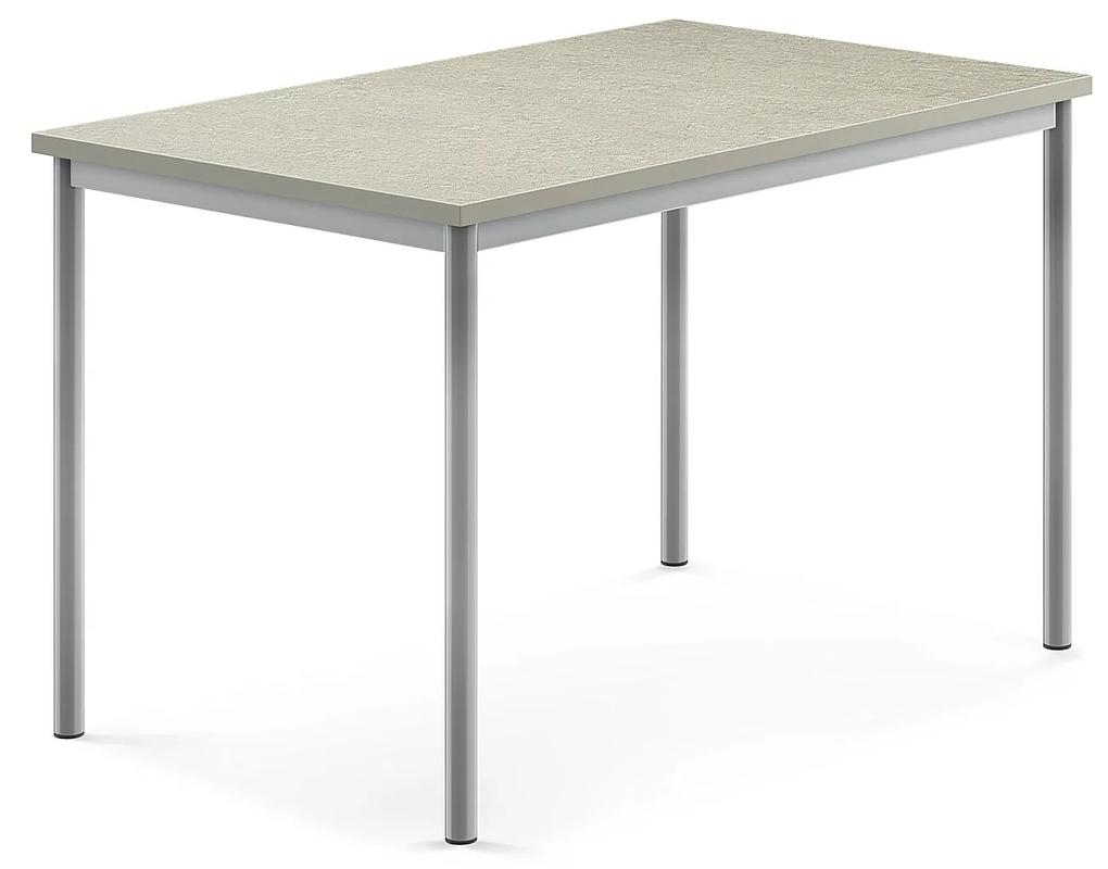 Stôl SONITUS, 1200x800x760 mm, linoleum - svetlošedá, strieborná