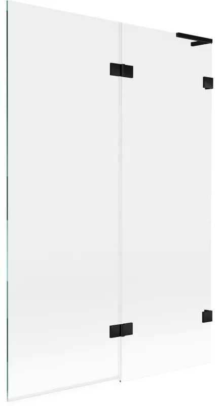Mexen Lunar L, 2-krídlová vaňová zástena pravá 120 x 150 cm, číre sklo, čierna matná, 897L-120-100-70-00-P