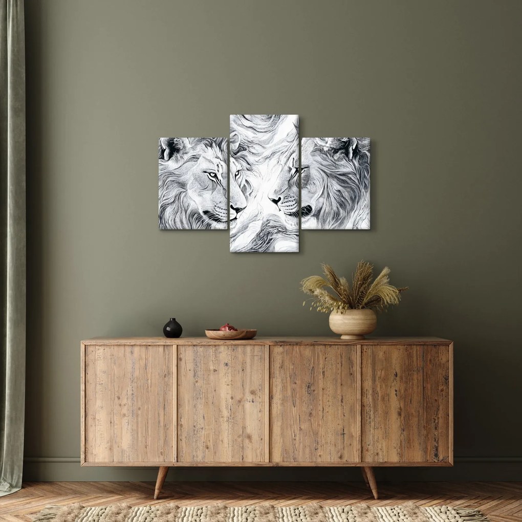 Obraz - Kreslené levie hlavy (90x60 cm)