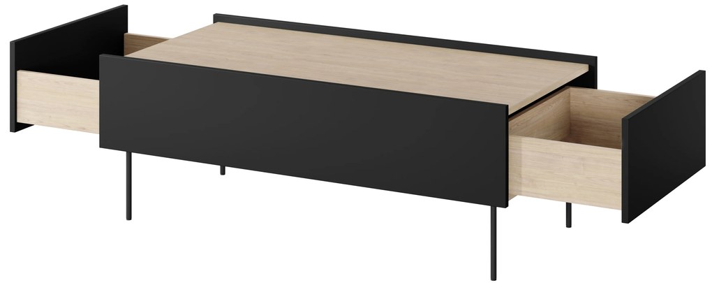 Konferenčný stolík Desin 120 cm - čierny mat / dub nagano