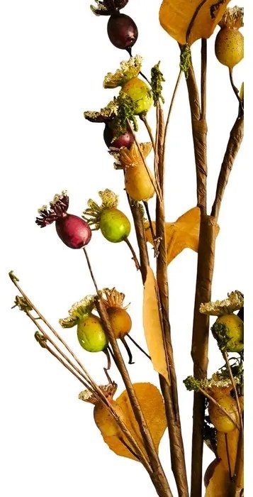 Súprava jesenných vetvičiek Zasnežený šípok 89 cm, 6 ks