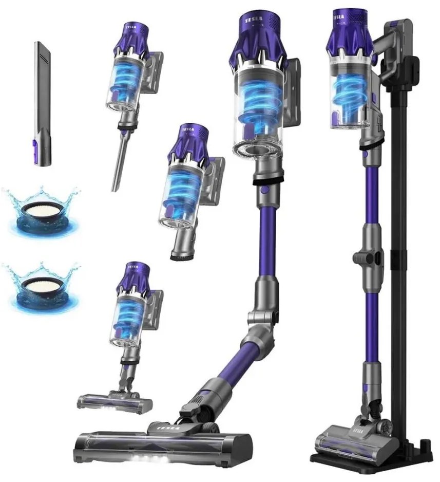 TESLA Electronics PureStar - flexibilný bezdrôtový tyčový vysávač 2v1, 250W/2200