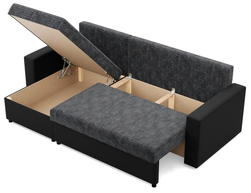 Rohová rozkladacia sedacia súprava LUNA Sivá/čierna I