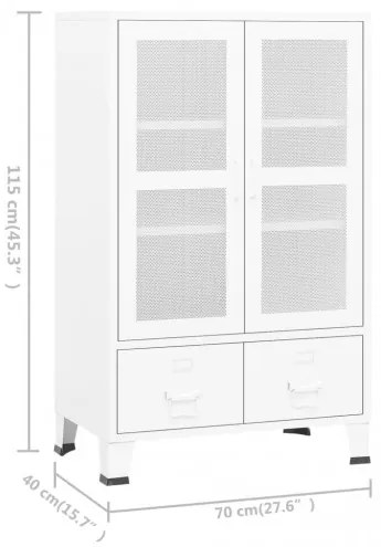 vidaXL Industriálna skladovacia skrinka biela 70x40x115 cm kovová-