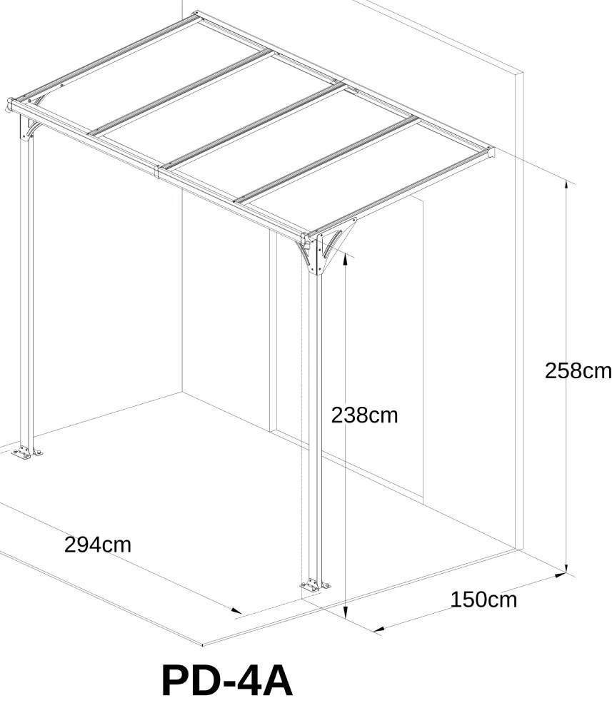 Hliníkový vchodový prístrešok BestBerg PD-4A / 4,3 m² / sivý