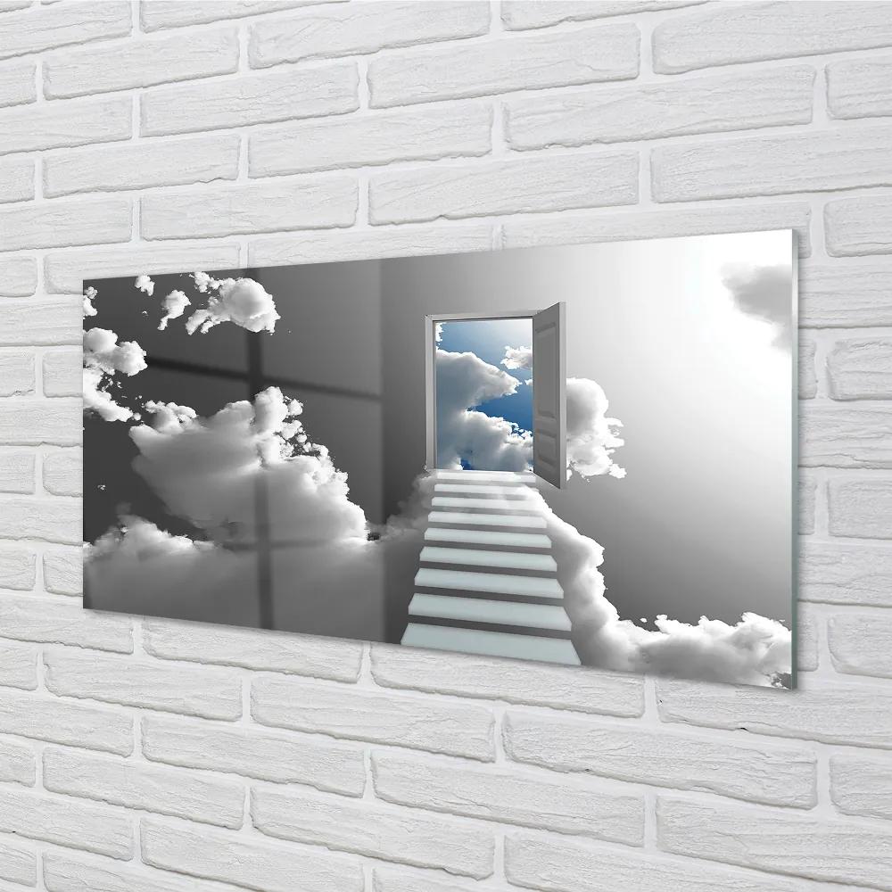 Obraz na akrylátovom skle Schody mraky dvere 100x50 cm