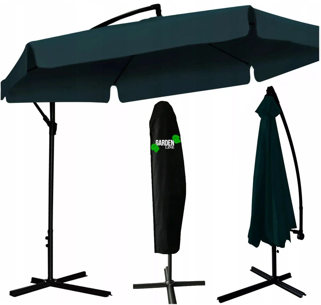 Zahradní slunečník s ochranným obalem BANANA 300 cm zelený