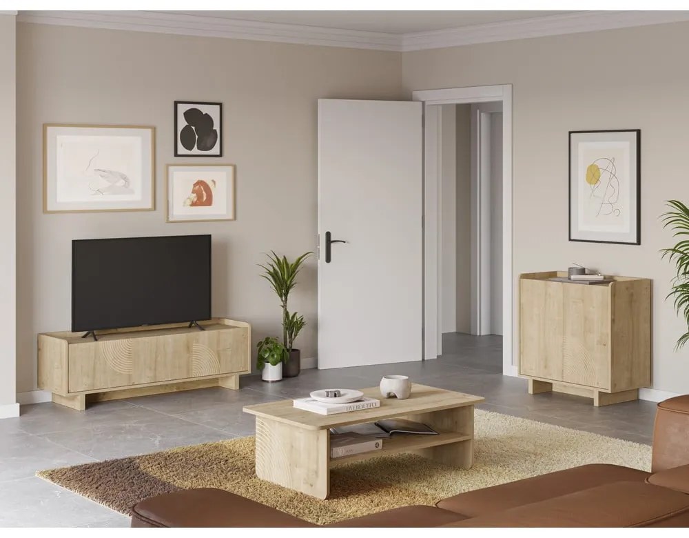 TV stolík v dekore duba v prírodnej farbe 140x45x40 cm Daira – Marckeric