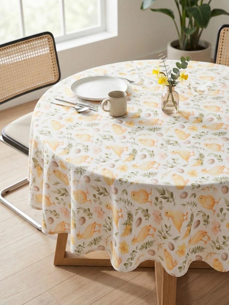 Veľkonočný okrúhly obrus Ø 140 cm - Jarné liahnutie