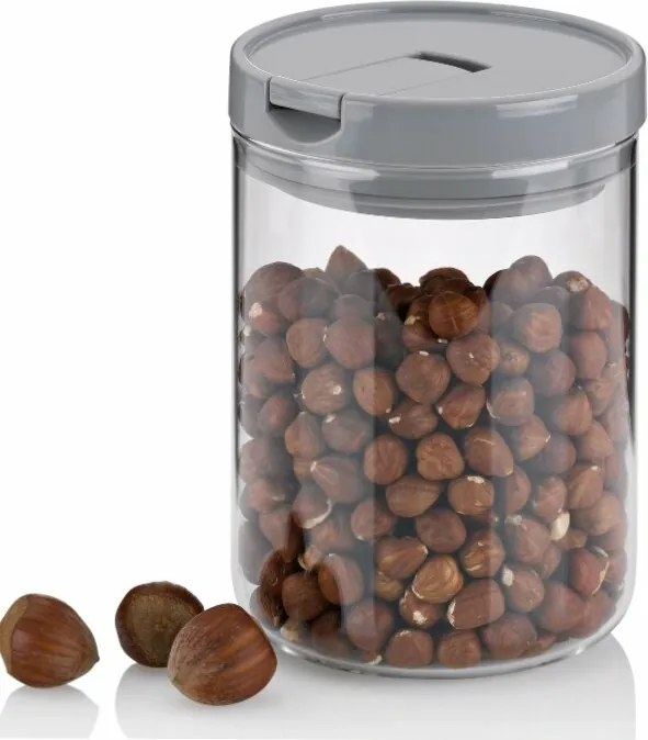 KELA Dóza ARIK sklo šedá H 15cm Ř 10,5cm 900 KL-12108, 0,9 l