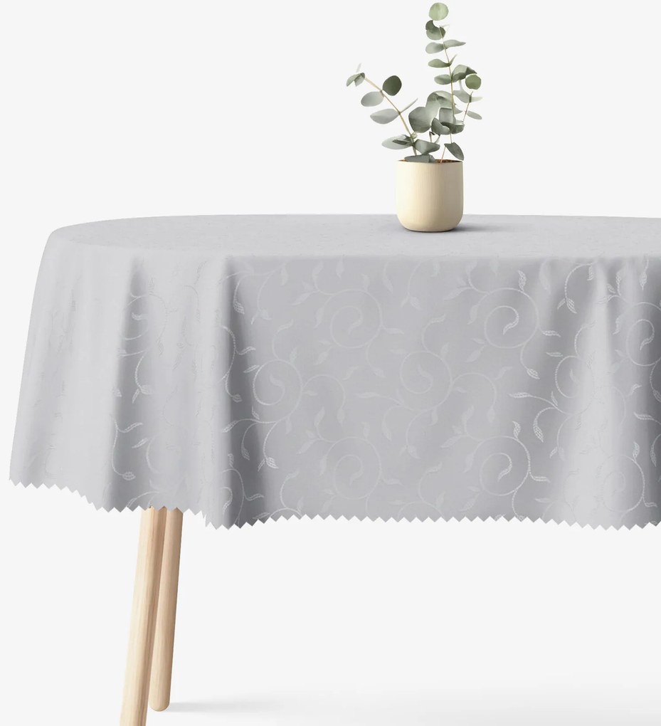 Goldea sviatočný oválny teflónový obrus - sivý s veľkými ornamentmi 140 x 220 cm