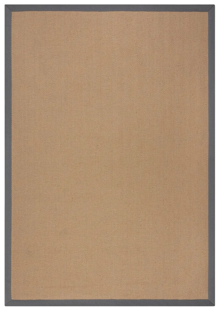 Flair Rugs, Kusový koberec Herringbone Border Kira Grey, 120x170, béžová, chodba / predsieň