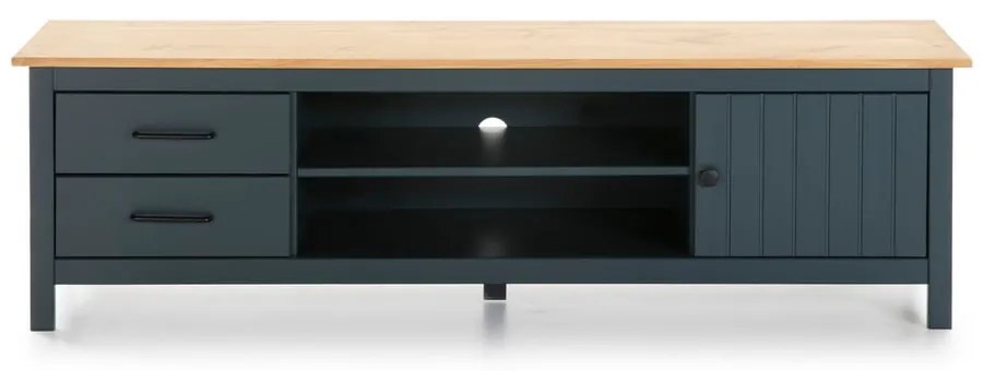 Tmavomodrý TV stolík z borovicového dreva 158x47 cm Miranda – Marckeric