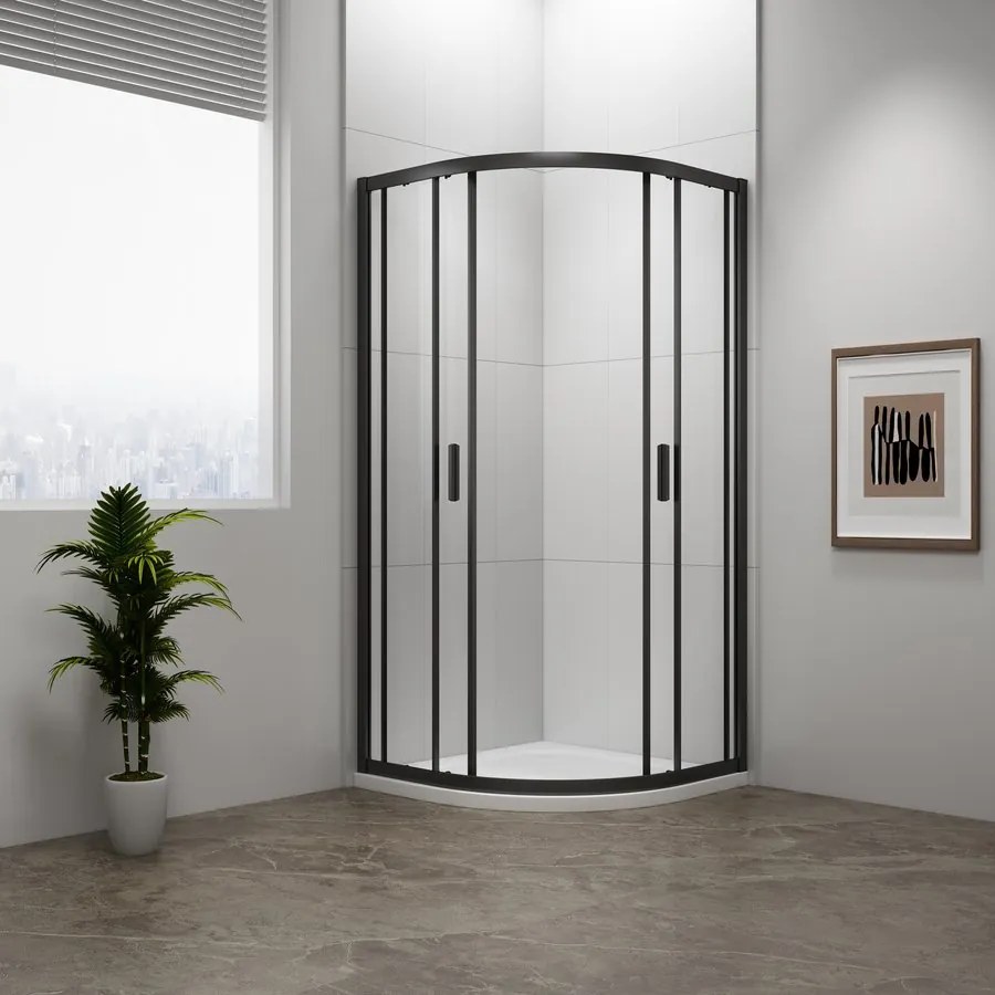 Polysan Polysan, EASY BLACK obdĺžniková sprchová zástena 900x800mm, číre sklo, EL5315B