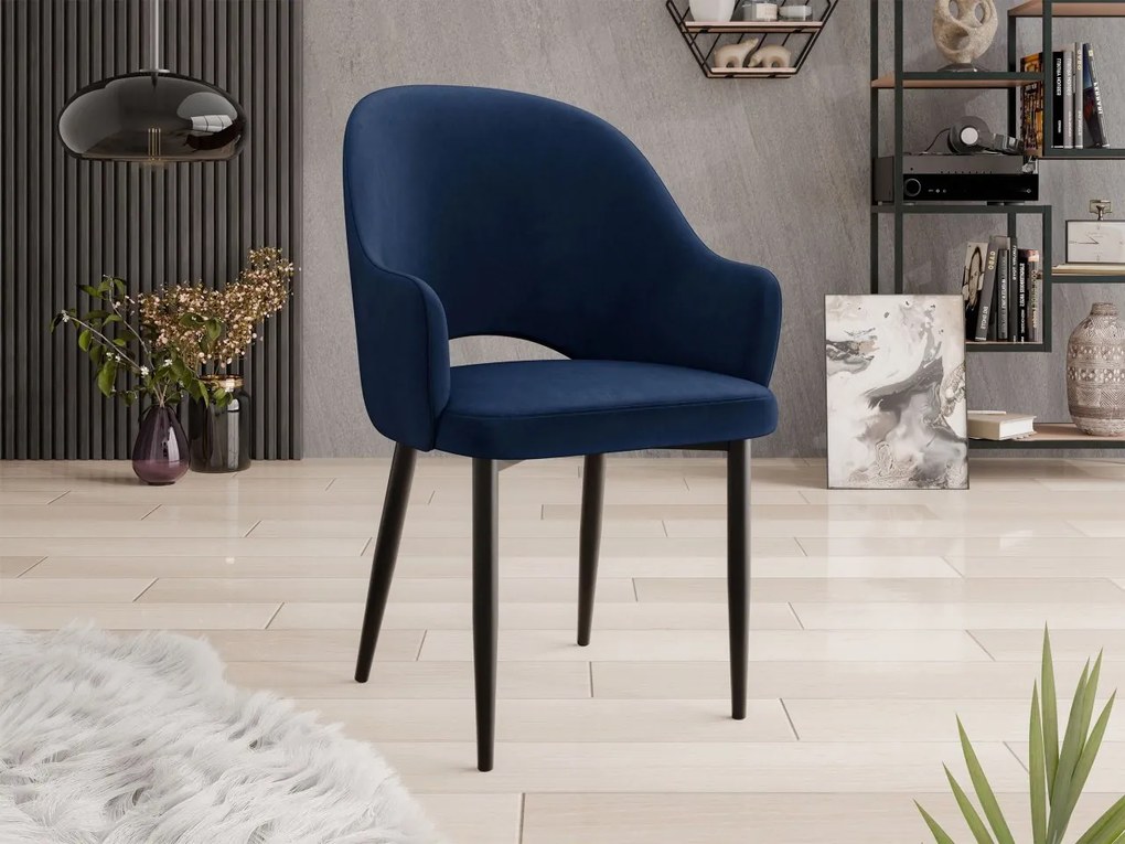 Čalúnená jedálenská stolička Dazja, Dostupné poťahy: Magic Velvet 2217, Farby: čierna