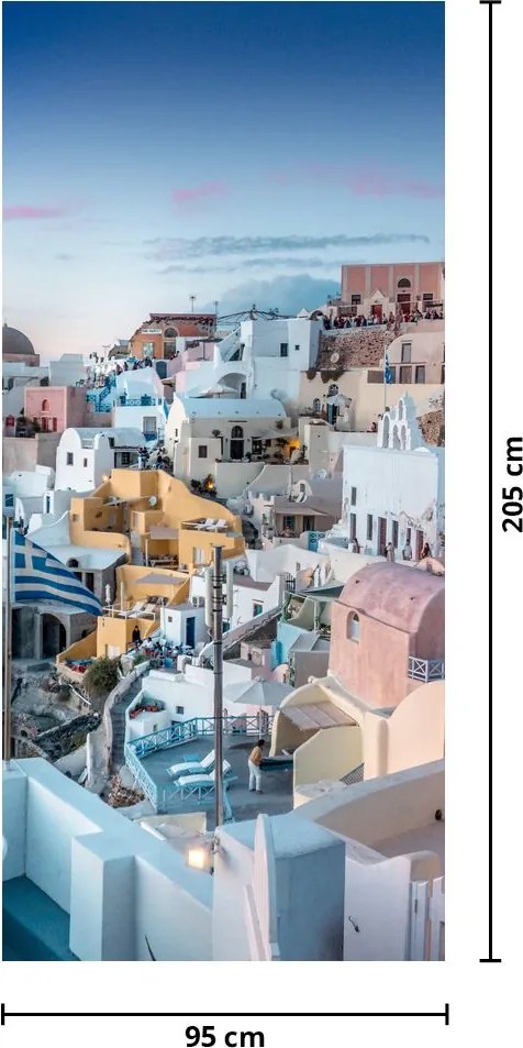 Fototapeta na dvere - Stmievanie v Santorini (95x205cm)